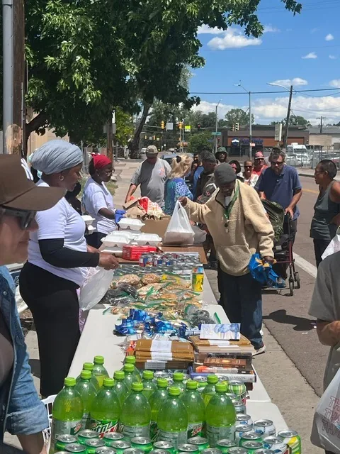 Kyne Hands Foundation volunteers handing out food at an outreach in Colorado Springs